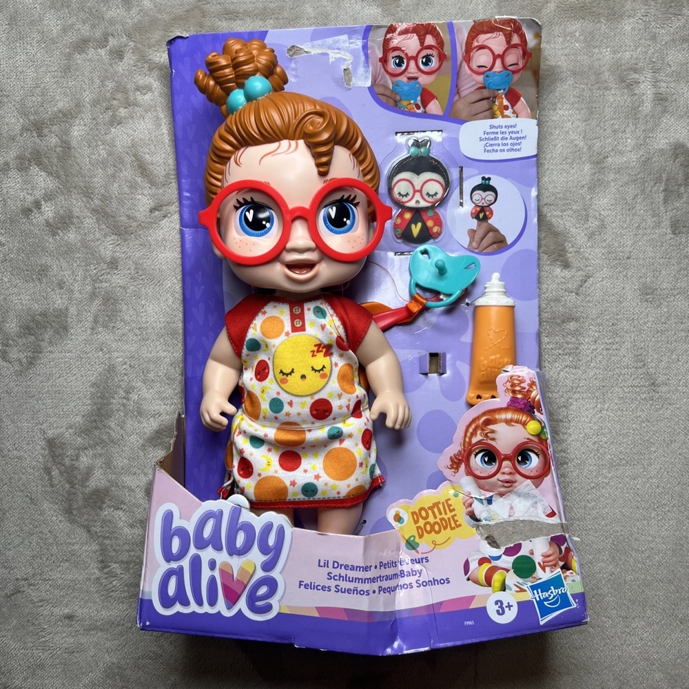 Baby Alive Lil Dreamer Dottie Doodle 11" Doll Red Hair NEW Damaged Box